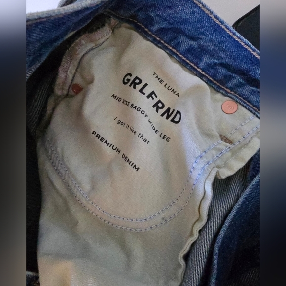 GRLFRND Luna Mid Rise Baggy Wide Leg Jeans Size 24 - Picture 5 of 11